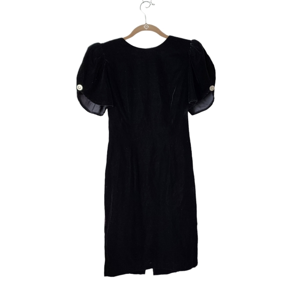 KAREN LUCAS FOR NIKI x VINTAGE 80s little black dress velvet puff sleeve mini 8